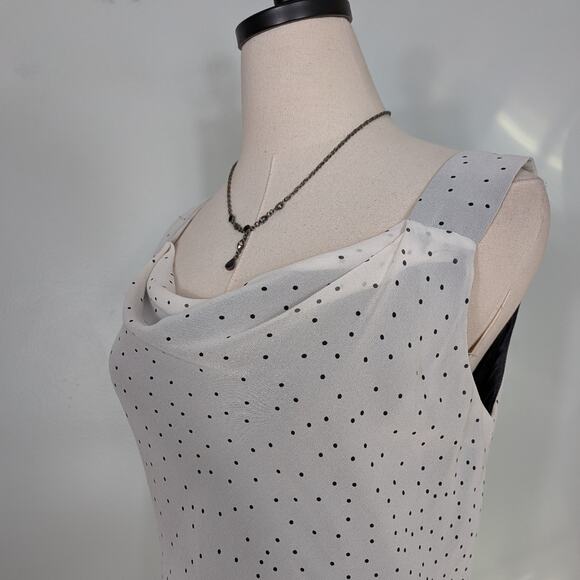 Y2K Silk Midi Dress 6 Black White Polka Dot Bias Zig Zag Glam Summer Cocktail - Picture 7 of 12